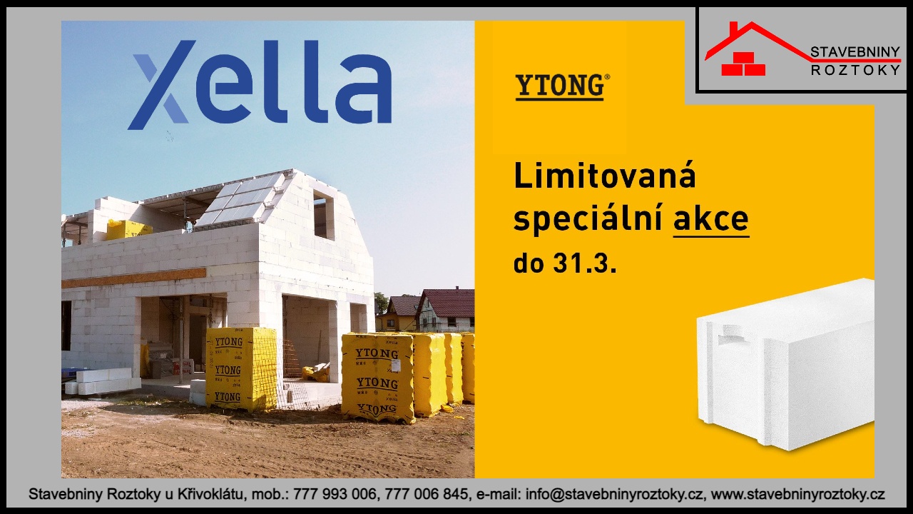 Limitovaná nabídka YTONG do 31.3.2026 ve stavebninách Roztokách