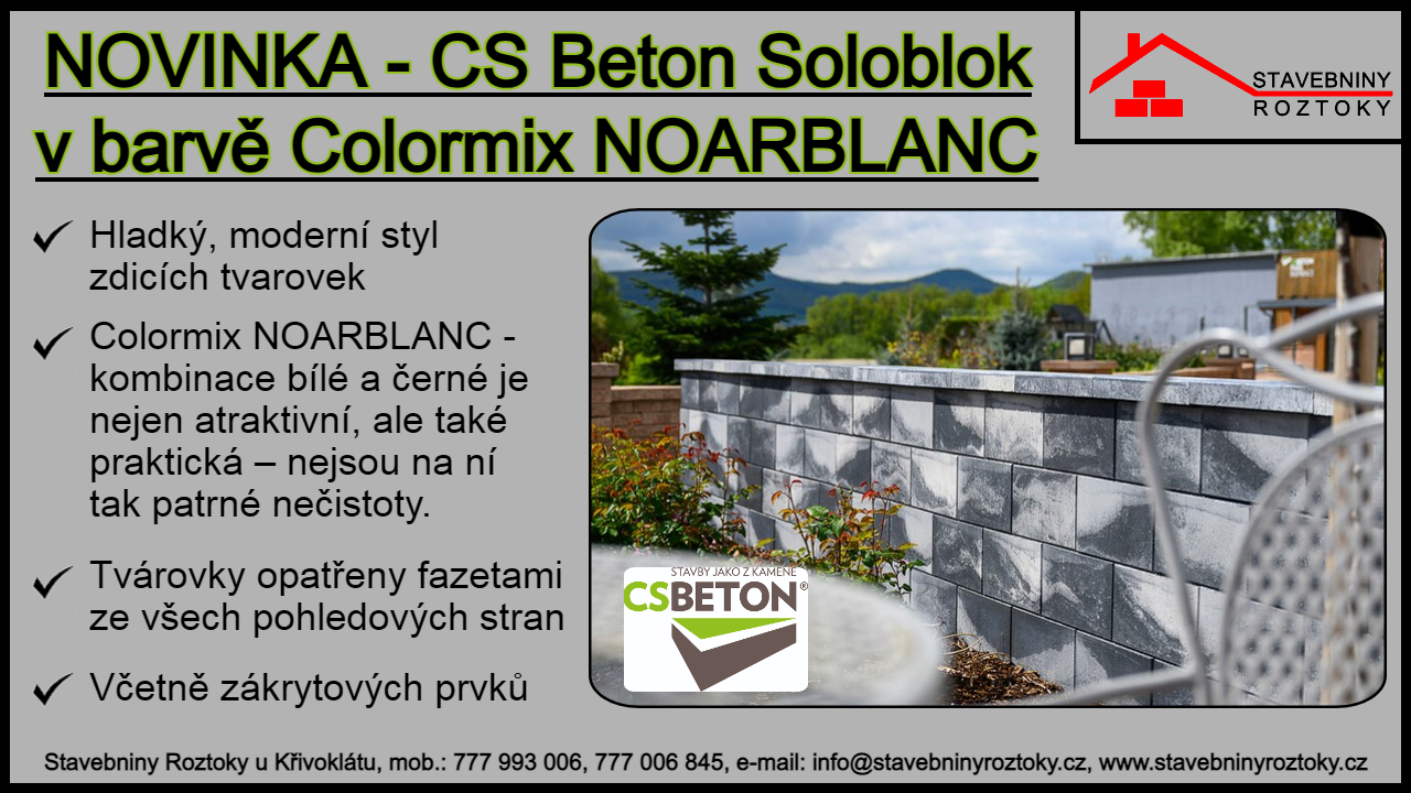 Novinka CS Beton Soloblok Colormix Noarblanc