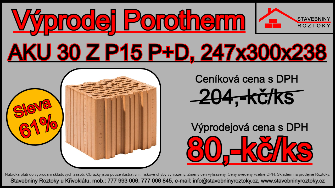 Výprodej POROTHERM 30 AKU Z P15 P+D